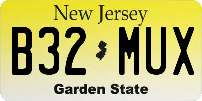NJ license plate B32MUX