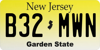 NJ license plate B32MWN