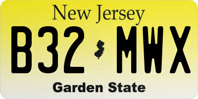 NJ license plate B32MWX