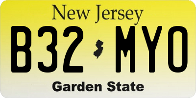 NJ license plate B32MYO