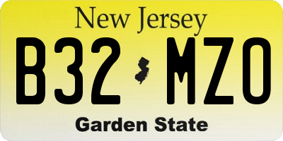 NJ license plate B32MZO