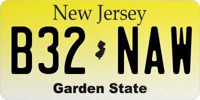 NJ license plate B32NAW