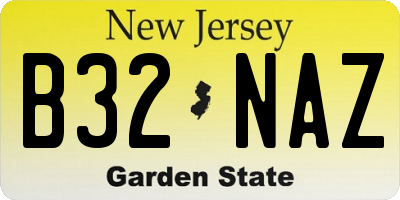 NJ license plate B32NAZ