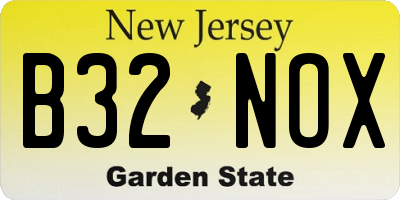 NJ license plate B32NOX