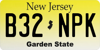 NJ license plate B32NPK