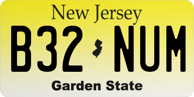 NJ license plate B32NUM