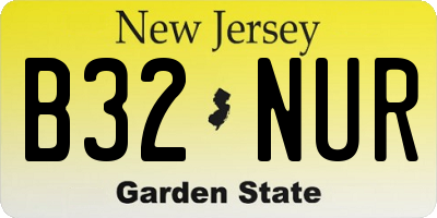 NJ license plate B32NUR
