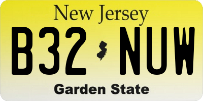 NJ license plate B32NUW