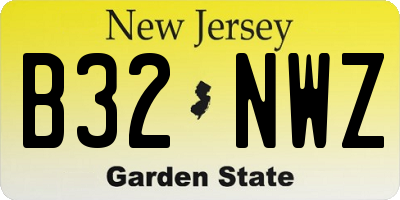 NJ license plate B32NWZ