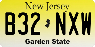NJ license plate B32NXW