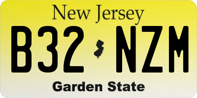 NJ license plate B32NZM