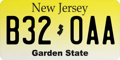 NJ license plate B32OAA