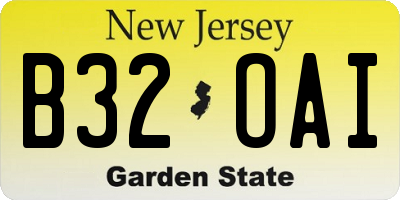NJ license plate B32OAI
