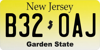 NJ license plate B32OAJ