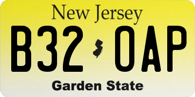 NJ license plate B32OAP