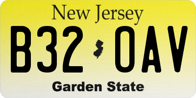 NJ license plate B32OAV