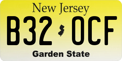 NJ license plate B32OCF