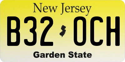 NJ license plate B32OCH