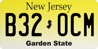 NJ license plate B32OCM