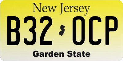 NJ license plate B32OCP