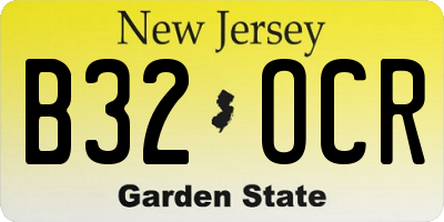 NJ license plate B32OCR