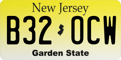 NJ license plate B32OCW