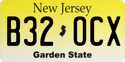 NJ license plate B32OCX