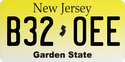 NJ license plate B32OEE