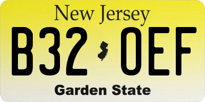 NJ license plate B32OEF