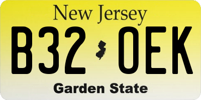 NJ license plate B32OEK