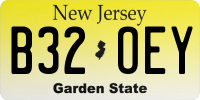 NJ license plate B32OEY