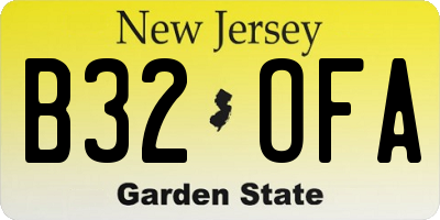 NJ license plate B32OFA