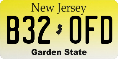 NJ license plate B32OFD