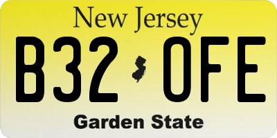 NJ license plate B32OFE