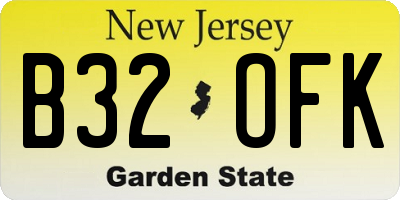 NJ license plate B32OFK