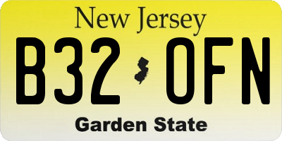 NJ license plate B32OFN