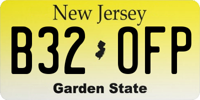 NJ license plate B32OFP