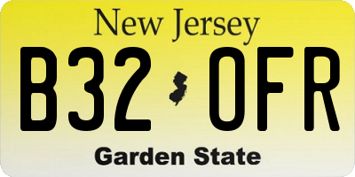 NJ license plate B32OFR
