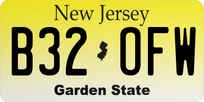 NJ license plate B32OFW