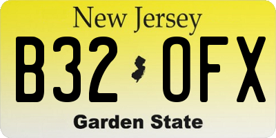 NJ license plate B32OFX