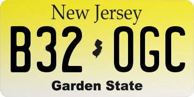 NJ license plate B32OGC