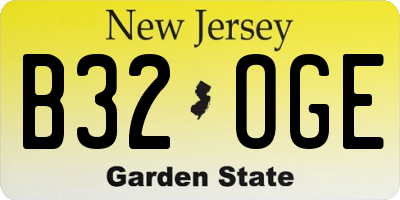 NJ license plate B32OGE