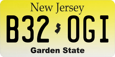 NJ license plate B32OGI