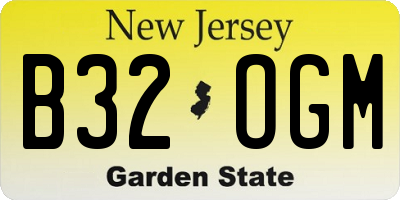 NJ license plate B32OGM