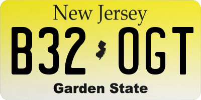 NJ license plate B32OGT