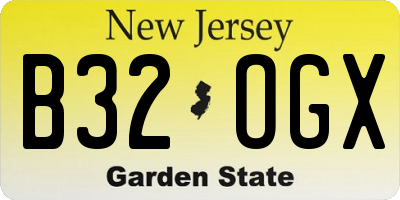 NJ license plate B32OGX