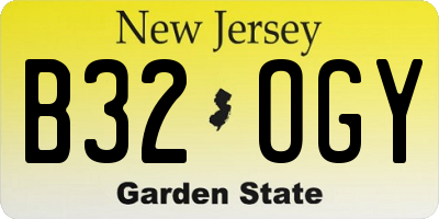 NJ license plate B32OGY