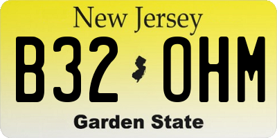 NJ license plate B32OHM