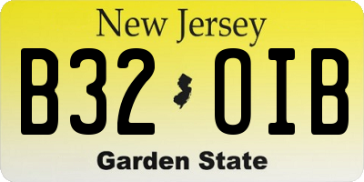 NJ license plate B32OIB