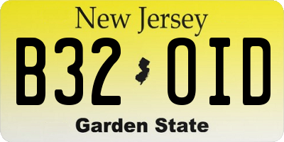 NJ license plate B32OID